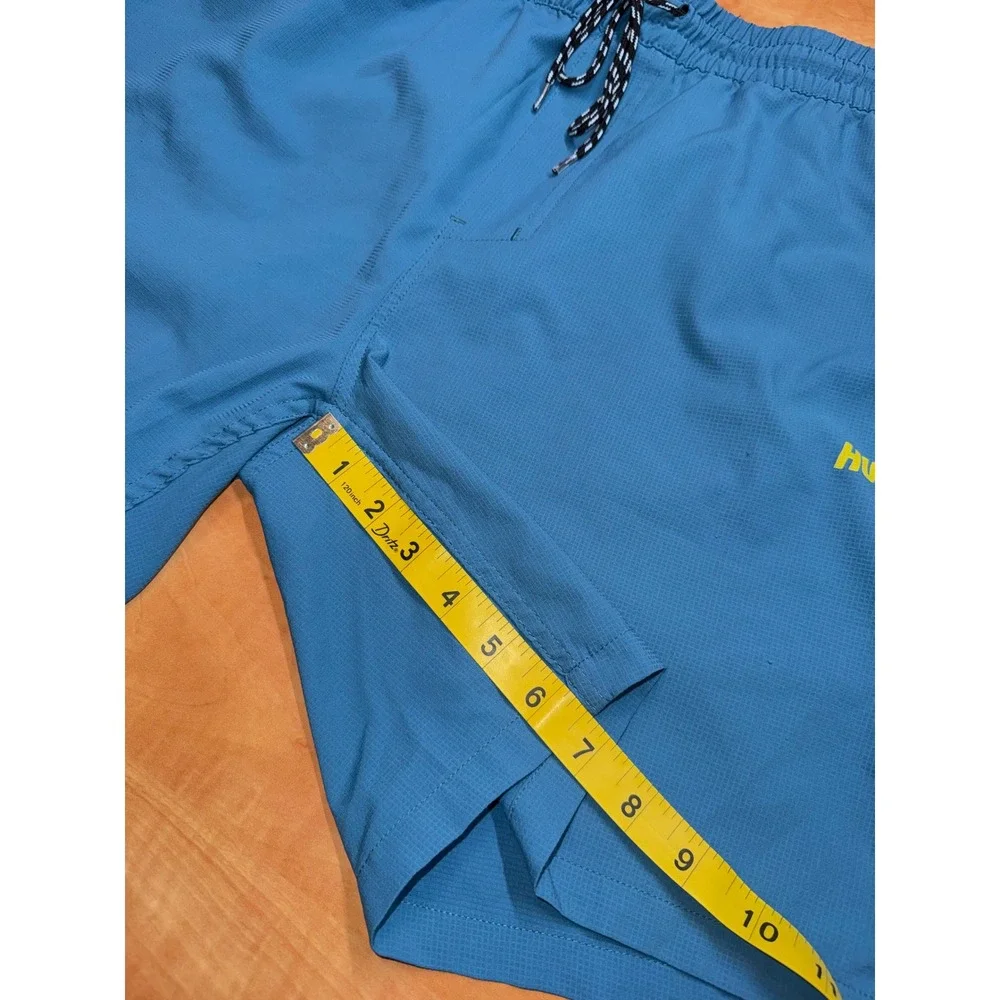 Hurley Mens‎ Blue Grid Textured Board Shorts Size Large Athletic Swim Trunks